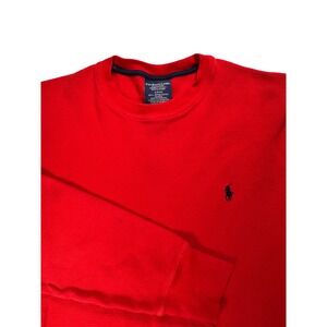 Polo Ralph Lauren Red Waffle Knit Long Sleeve Sleepwear Shirt Men's Small